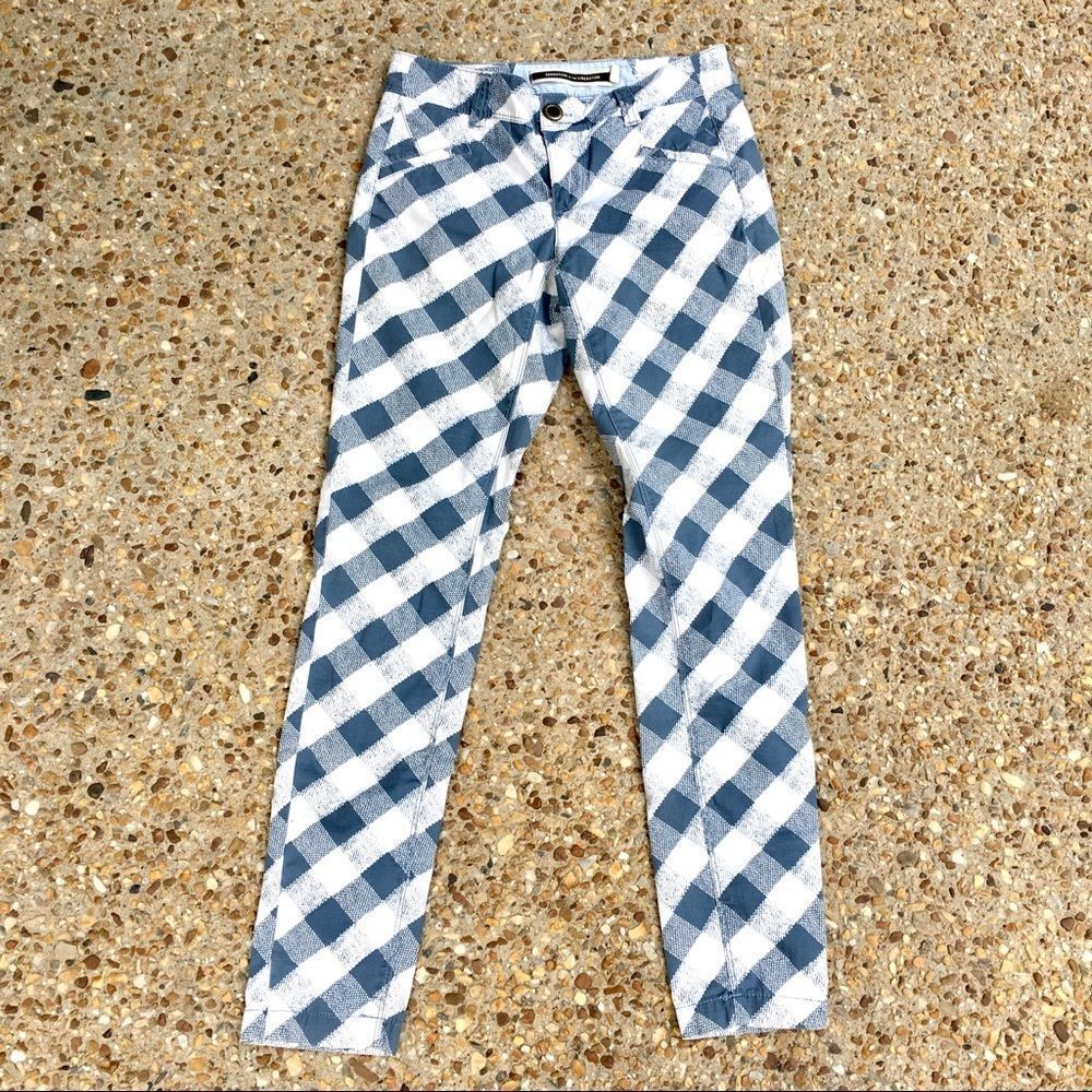 Anthro Daughters of the Liberation Go Getter Checkered Gray Pants Size 00